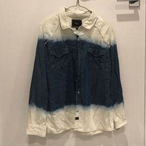 Rails ombré distressed stretch chambray shirt